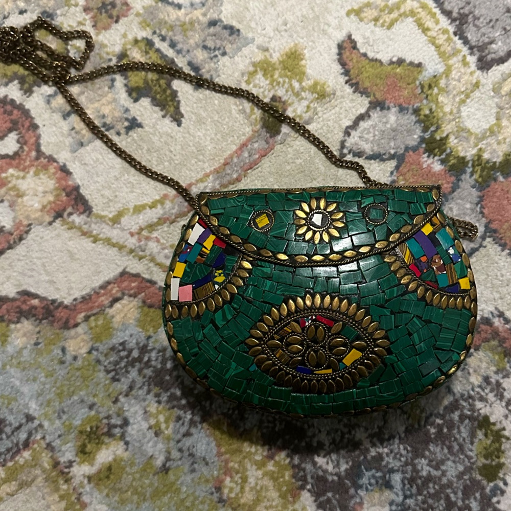 Mosaic Malachite & Brass Mini Purse